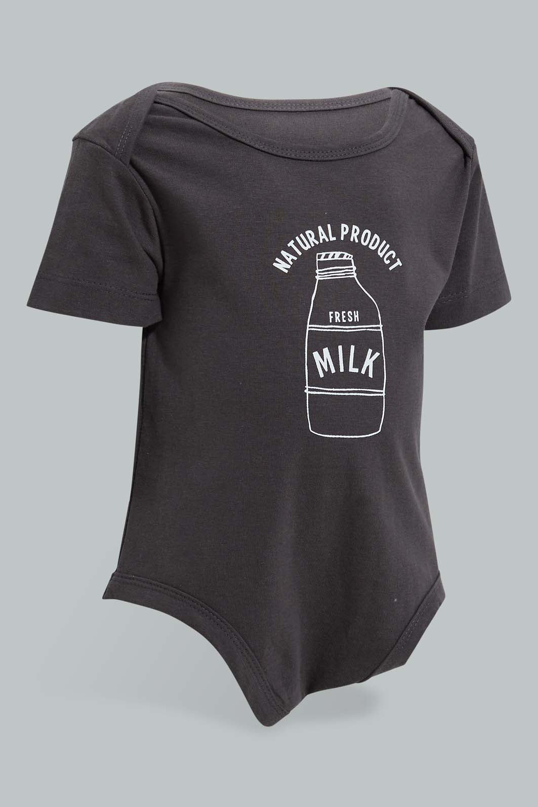 Redtag-White-And-Black-Mono-Chrome-5-Piece-Pack-Body-Suit-Bodysuits-Baby-0 to 12 Months