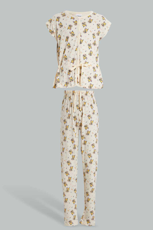 Redtag-Beige-Bambi-Pajama-Set-(2-Piece)-Bundle,-Category:Pyjama-Sets,-CHR,-Colour:Beige,-Deals:Sale,-Filter:Senior-Girls-(8-to-14-Yrs),-GSR-Pyjama-Sets,-S22B,-Sale-GSR-APL,-Section:Girls-(0-to-14Yrs)-Senior-Girls-9 to 14 Years