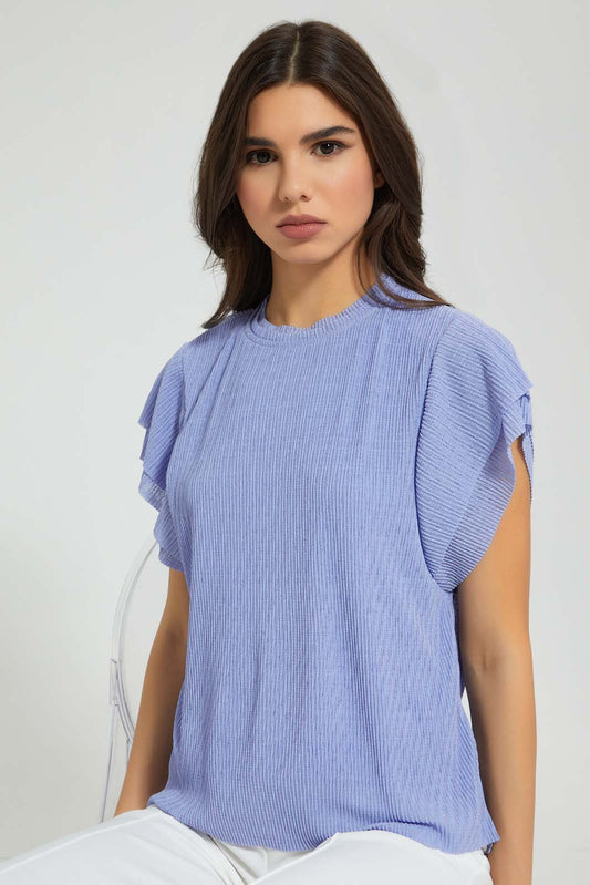 Redtag-Blue-Crinkle-Top-Tops-Women's-