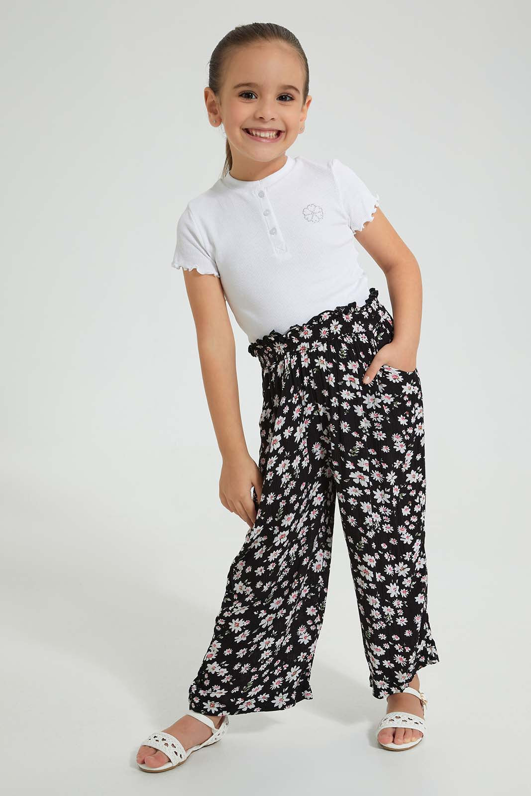 Redtag-Multi-Colored-Printed-Trouser-With-Hair-Accessories-Colour:Assorted,-Filter:Girls-(2-to-8-Yrs),-Girls-Trousers,-New-In,-New-In-GIR,-Non-Sale,-S22A,-Section:Kidswear-Girls-2 to 8 Years