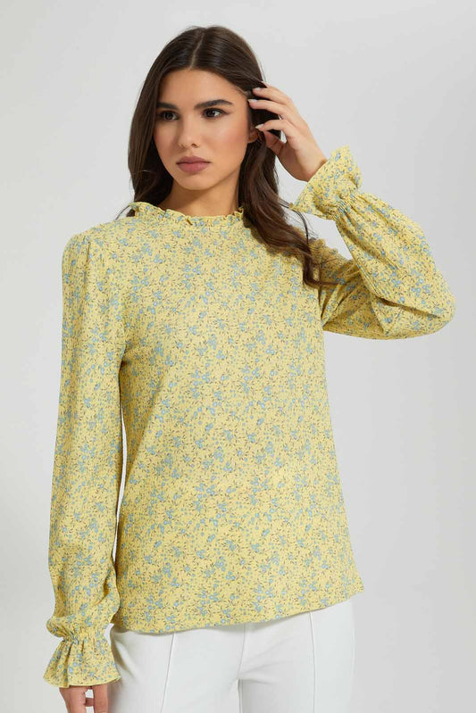 Redtag-Yellow-Floral-Print-Top-Blouses-Women's-