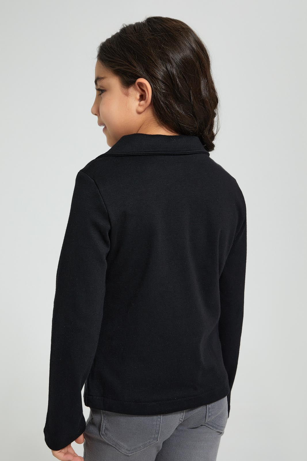 Redtag-Black-Knitted-Jacket-Jackets-Girls-2 to 8 Years