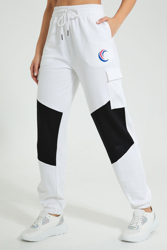 Redtag-White-Color-Block-Active-Pant-Colour:White,-Filter:Women's-Clothing,-New-In,-New-In-Women,-Non-Sale,-S22B,-Section:Women,-Women-Joggers-Women's-