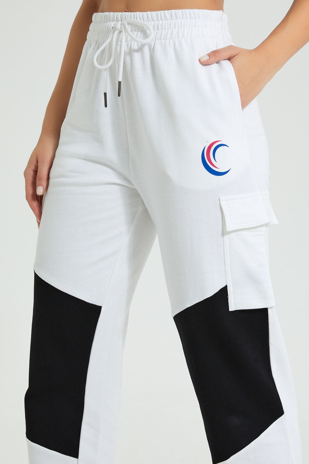 Redtag-White-Color-Block-Active-Pant-Colour:White,-Filter:Women's-Clothing,-New-In,-New-In-Women,-Non-Sale,-S22B,-Section:Women,-Women-Joggers-Women's-