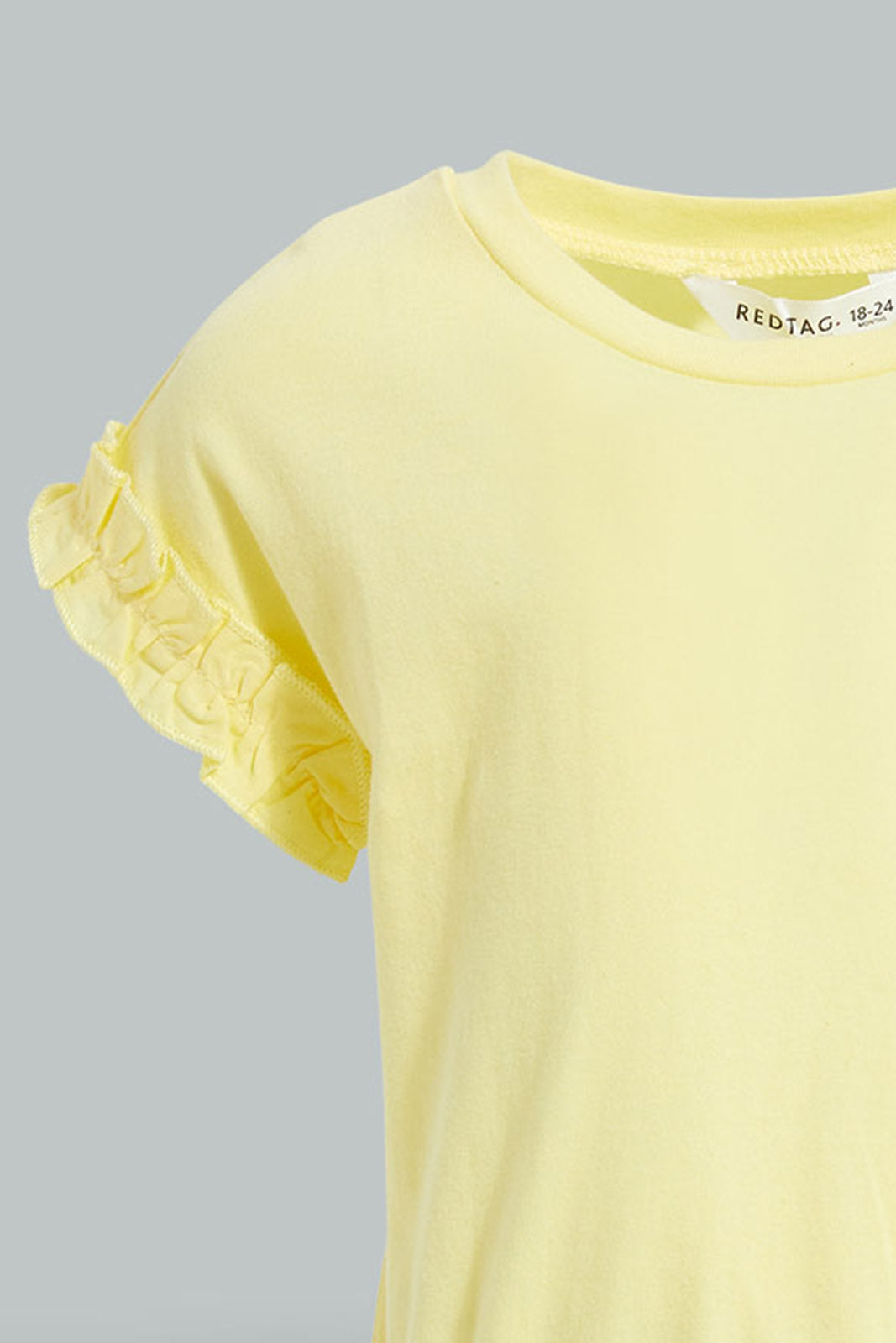 Redtag-Yellow-Elasticated-Hem-Jersey-Top-Blouses-Infant-Girls-3 to 24 Months