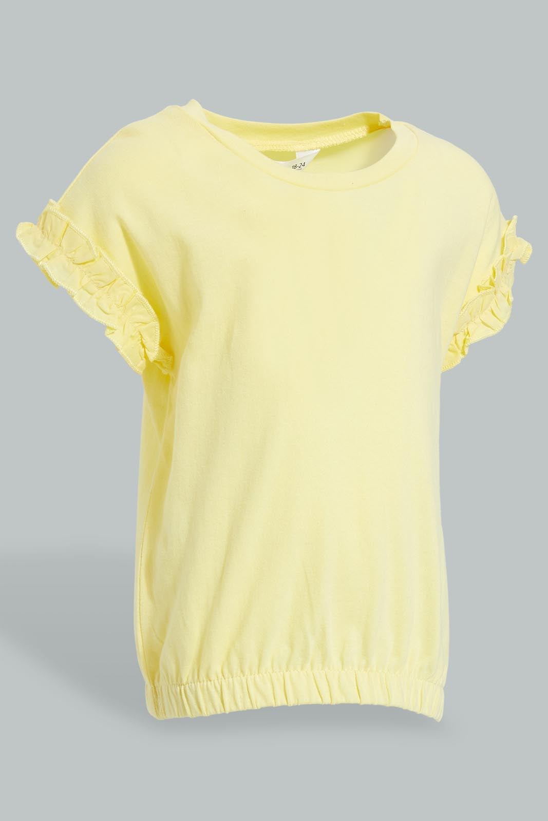 Redtag-Yellow-Elasticated-Hem-Jersey-Top-Blouses-Infant-Girls-3 to 24 Months