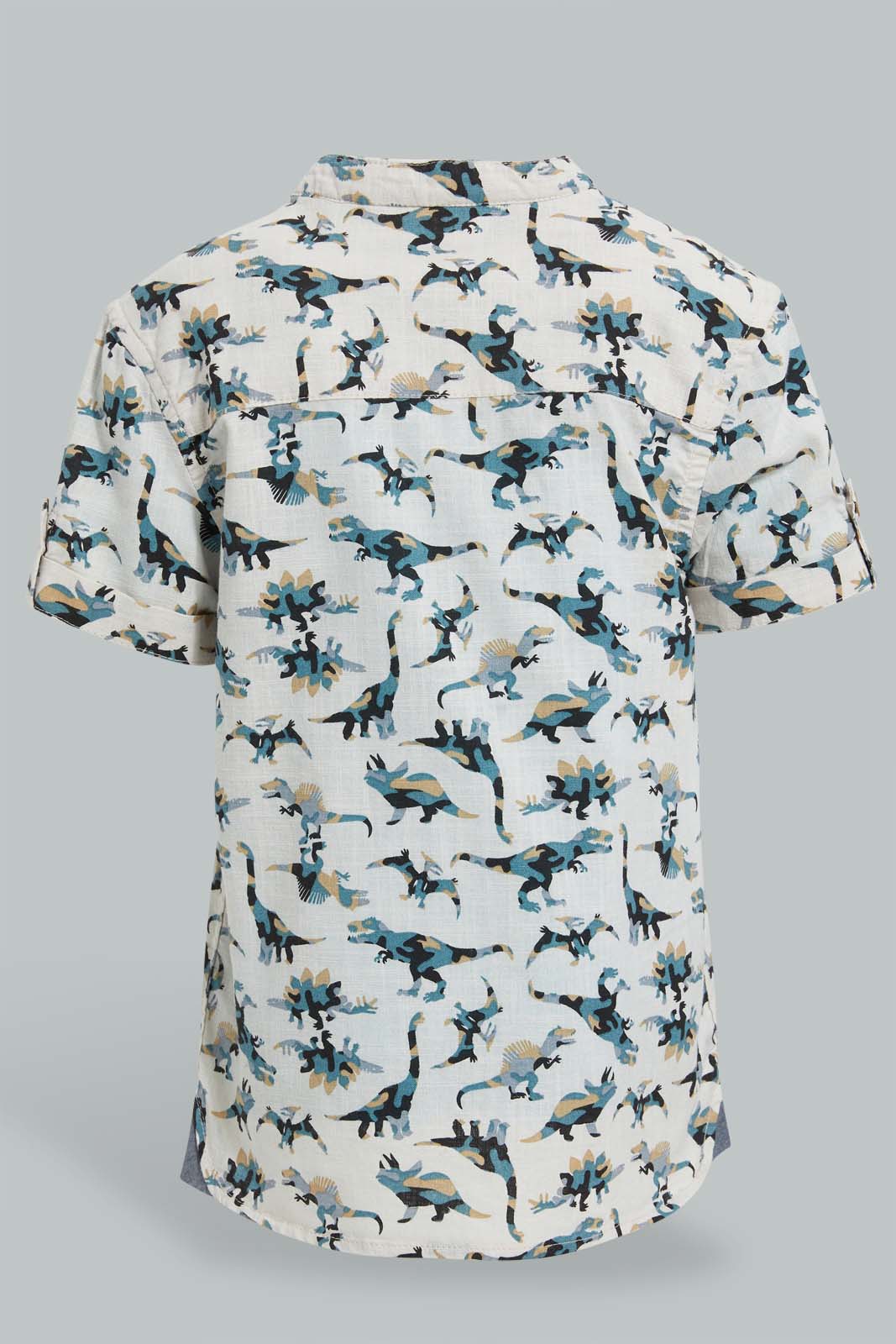Redtag-Beige-Printed-Shirt-With-T-Shirt(2-In-1)-Casual-Shirts-Infant-Boys-3 to 24 Months