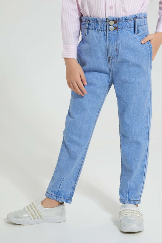 Redtag-Light-Wash-Paper-Bag-Jean-Colour:Light-Wash,-Filter:Girls-(2-to-8-Yrs),-Girls-Jeans,-New-In,-New-In-GIR,-Non-Sale,-S22B,-Section:Kidswear-Girls-2 to 8 Years