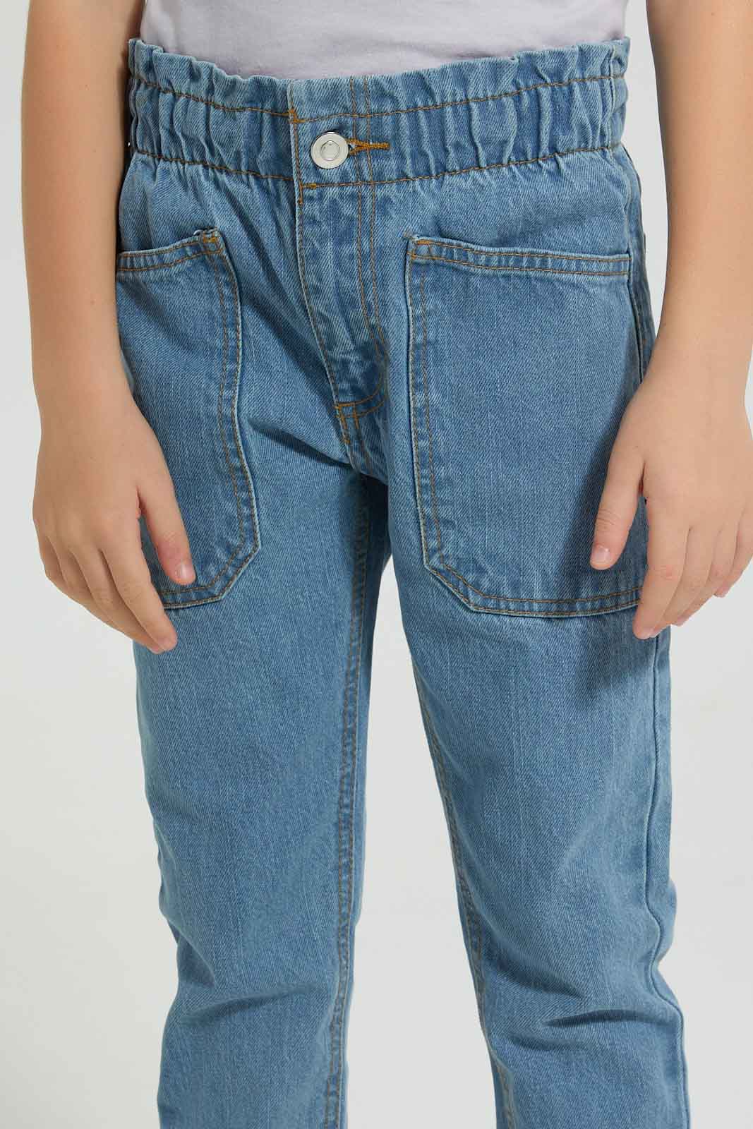 Redtag-Light-Wash-Front-Patch-Pocket-Jean-Colour:Light-Wash,-Filter:Girls-(2-to-8-Yrs),-Girls-Jeans,-New-In,-New-In-GIR,-Non-Sale,-S22A,-Section:Kidswear-Girls-2 to 8 Years