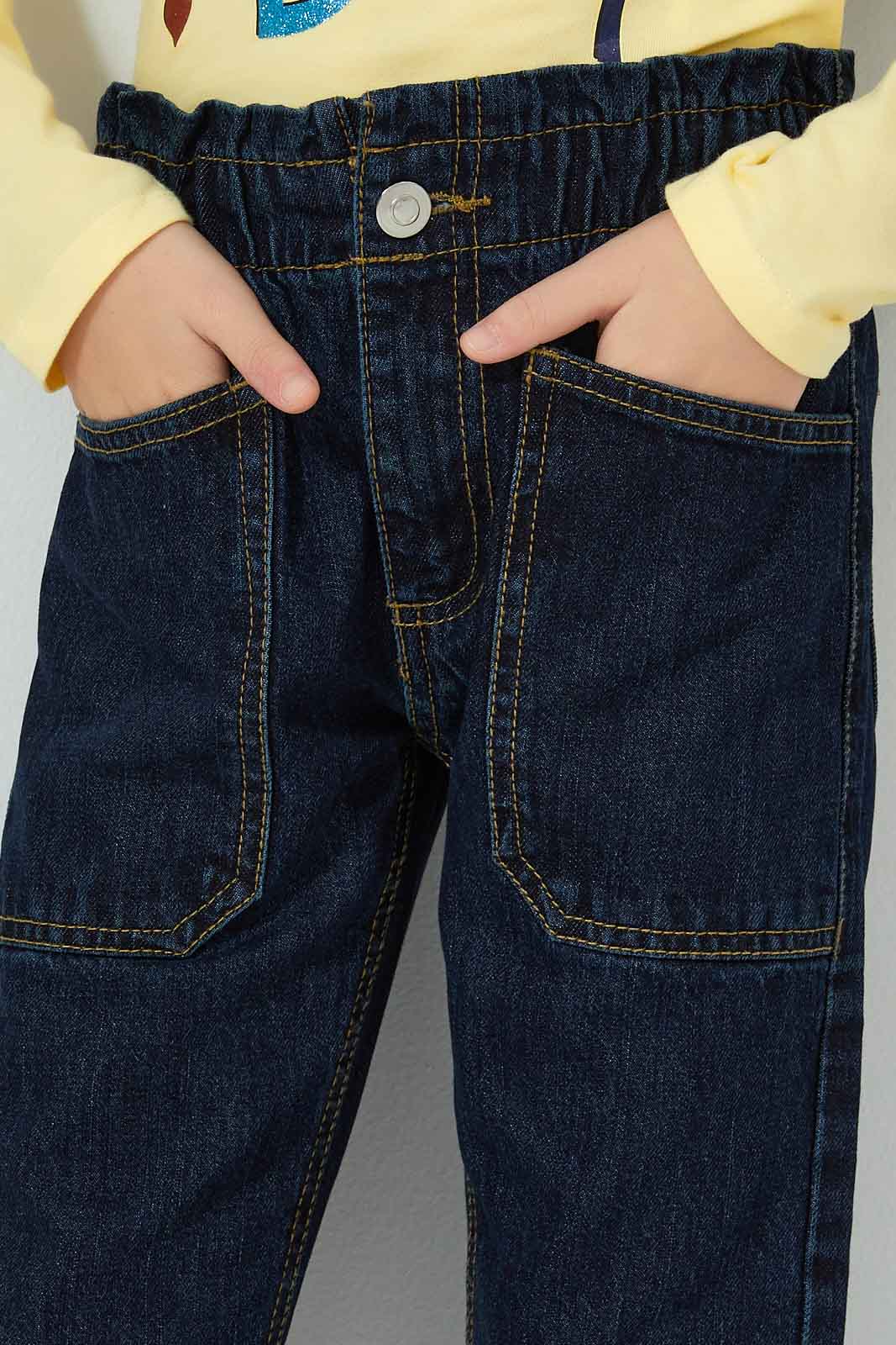 Redtag-Denim-Blue-Front-Patch-Pocket-Jean-Colour:Denim,-Filter:Girls-(2-to-8-Yrs),-Girls-Jeans,-New-In,-New-In-GIR,-Non-Sale,-S22A,-Section:Kidswear-Girls-2 to 8 Years