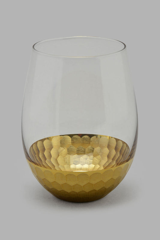 Redtag-Clear/Gold-Hammered-Glass-Tumbler-Category:Glasses,-Colour:Gold,-Filter:Home-Dining,-HMW-DIN-Drw-Drinkware,-New-In,-New-In-HMW-DIN,-Non-Sale,-PERIGOLD,-S22B,-Section:Homewares-Home-Dining-