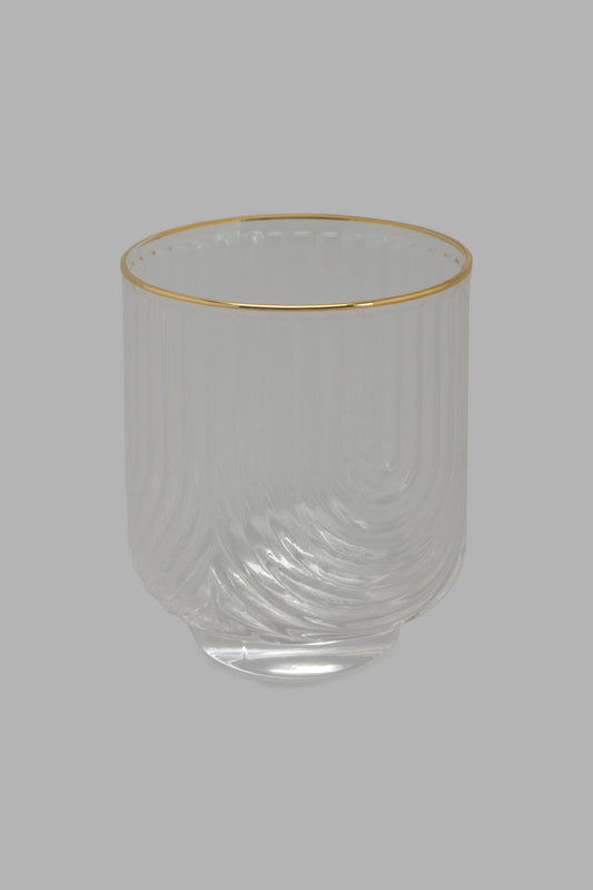 Clear And Gold Plated Glass Tumbler (10Oz)