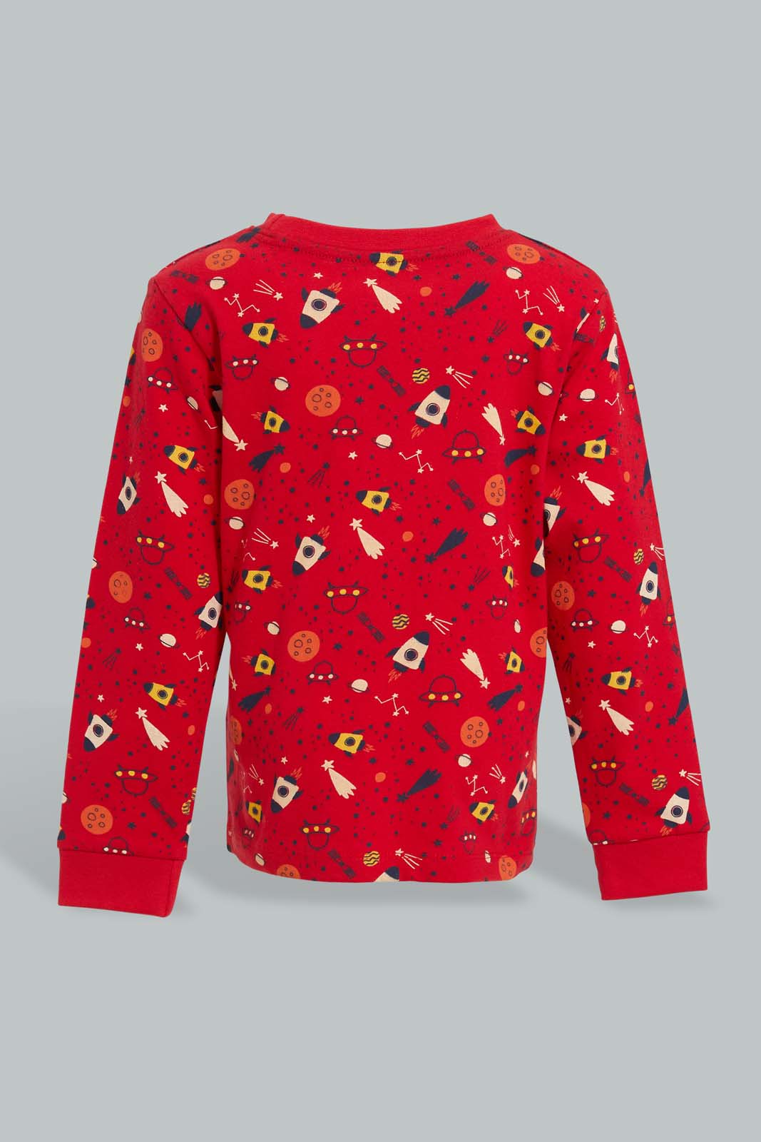 Redtag-White-And-Red-Space-4-Pack-Long-Pyjama-Set-Set-Pyjama-Sets-Infant-Boys-3 to 24 Months