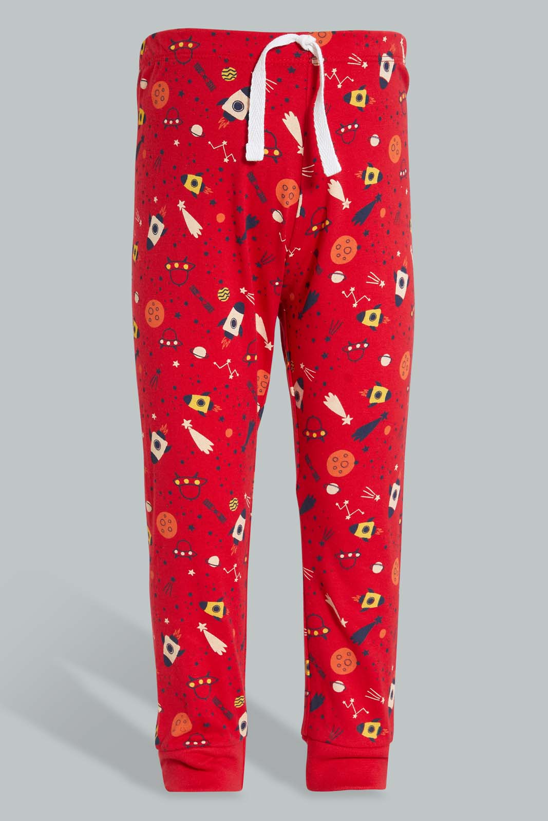 Redtag-White-And-Red-Space-4-Pack-Long-Pyjama-Set-Set-Pyjama-Sets-Infant-Boys-3 to 24 Months