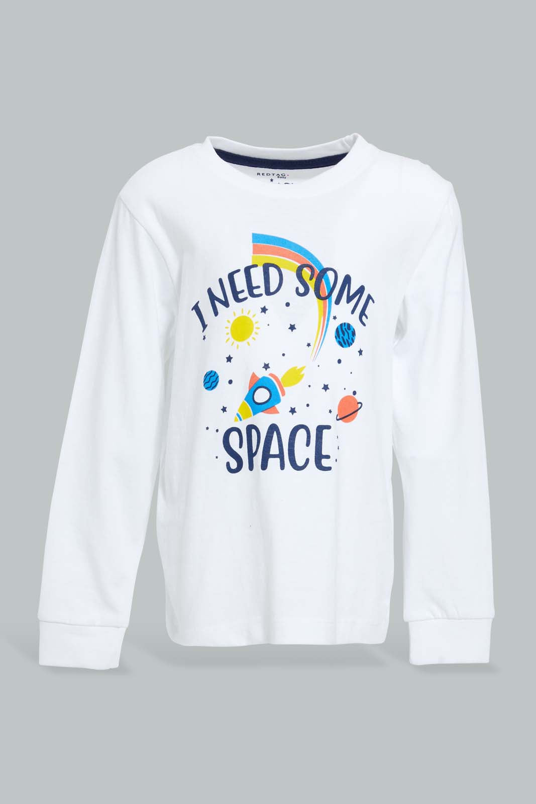 Redtag-White-And-Red-Space-4-Pack-Long-Pyjama-Set-Set-Pyjama-Sets-Infant-Boys-3 to 24 Months