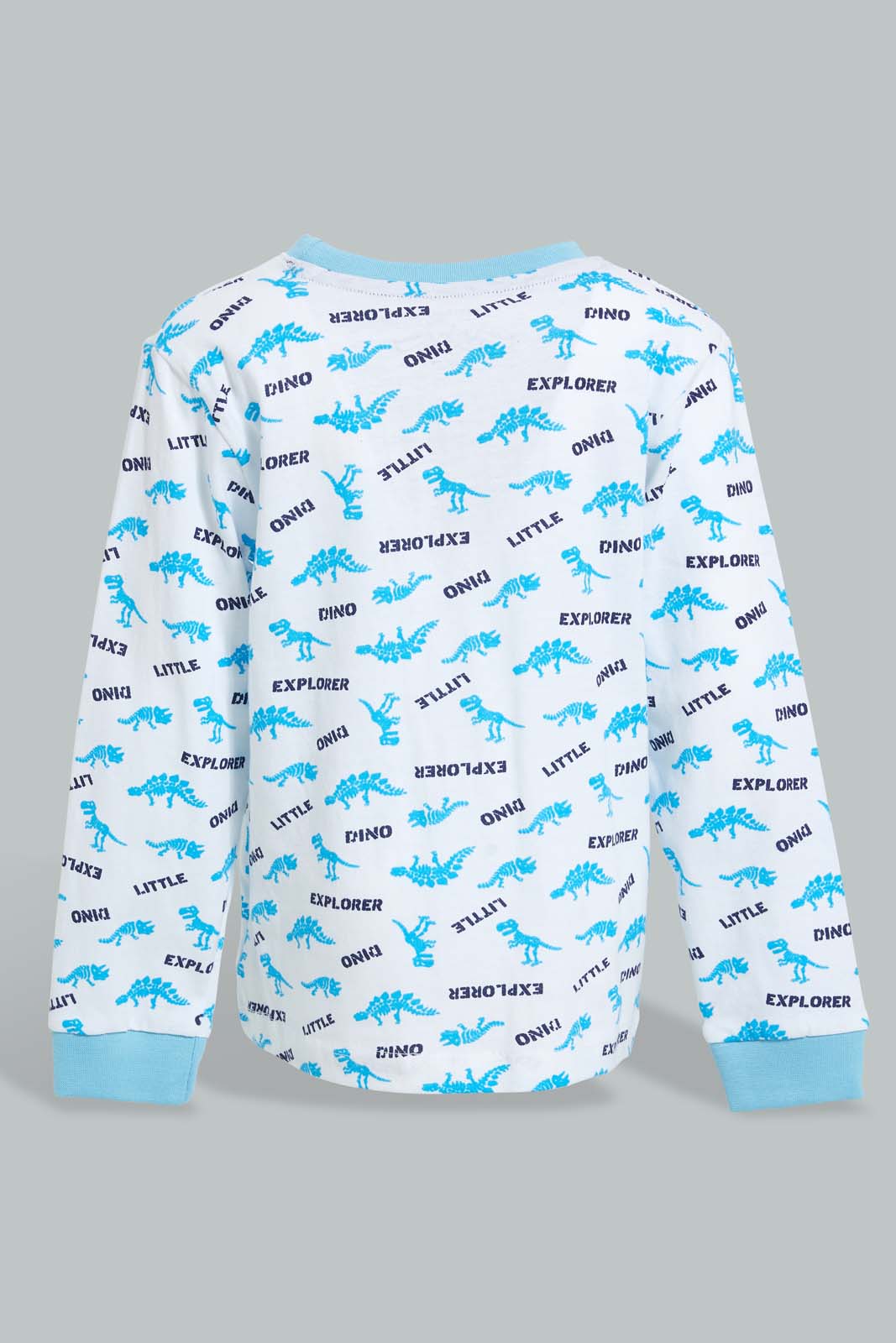 Redtag-White-And-Blue-Dino-4-Pack-Long-Pyjama-Set-Set-Pyjama-Sets-Infant-Boys-3 to 24 Months