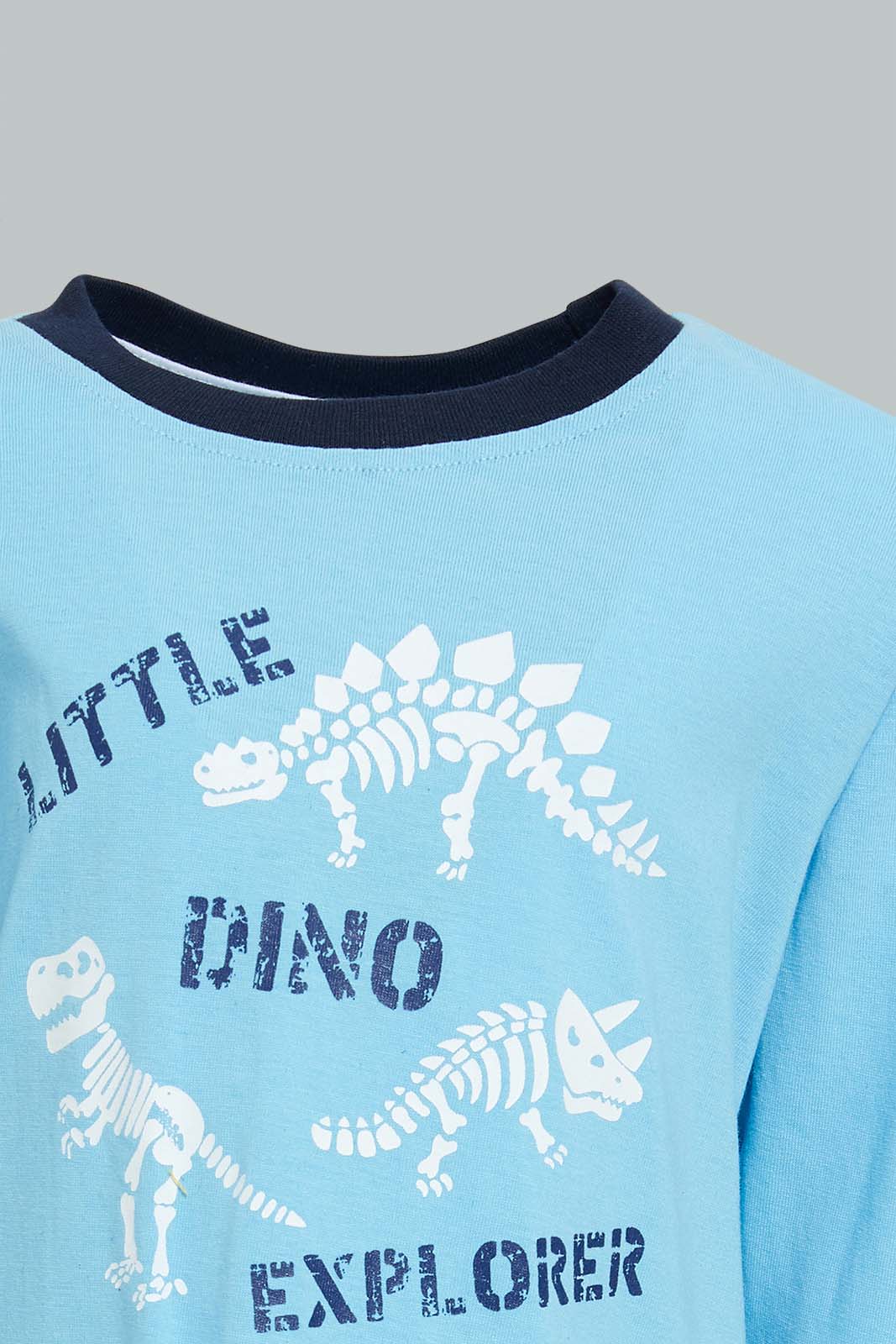 Redtag-White-And-Blue-Dino-4-Pack-Long-Pyjama-Set-Set-Pyjama-Sets-Infant-Boys-3 to 24 Months