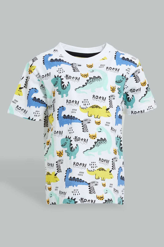 Redtag-Multi-Color-Dino-Printed-Short-Slv-T-Shirt-Colour:Assorted,-Filter:Infant-Boys-(3-to-24-Mths),-Infant-Boys-T-Shirts,-New-In,-New-In-INB,-Non-Sale,-S22B,-Section:Kidswear,-TBL-Infant-Boys-3 to 24 Months