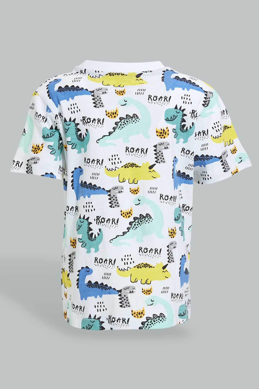 Redtag-Multi-Color-Dino-Printed-Short-Slv-T-Shirt-Colour:Assorted,-Filter:Infant-Boys-(3-to-24-Mths),-Infant-Boys-T-Shirts,-New-In,-New-In-INB,-Non-Sale,-S22B,-Section:Kidswear,-TBL-Infant-Boys-3 to 24 Months