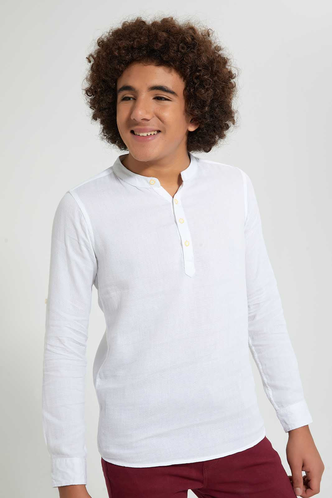 Redtag-White-Kurta-Casual-Shirt-Casual-Shirts-Senior-Boys-9 to 14 Years