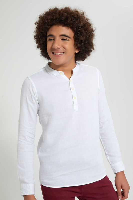 Redtag-White-Kurta-Casual-Shirt-Casual-Shirts-Senior-Boys-9 to 14 Years