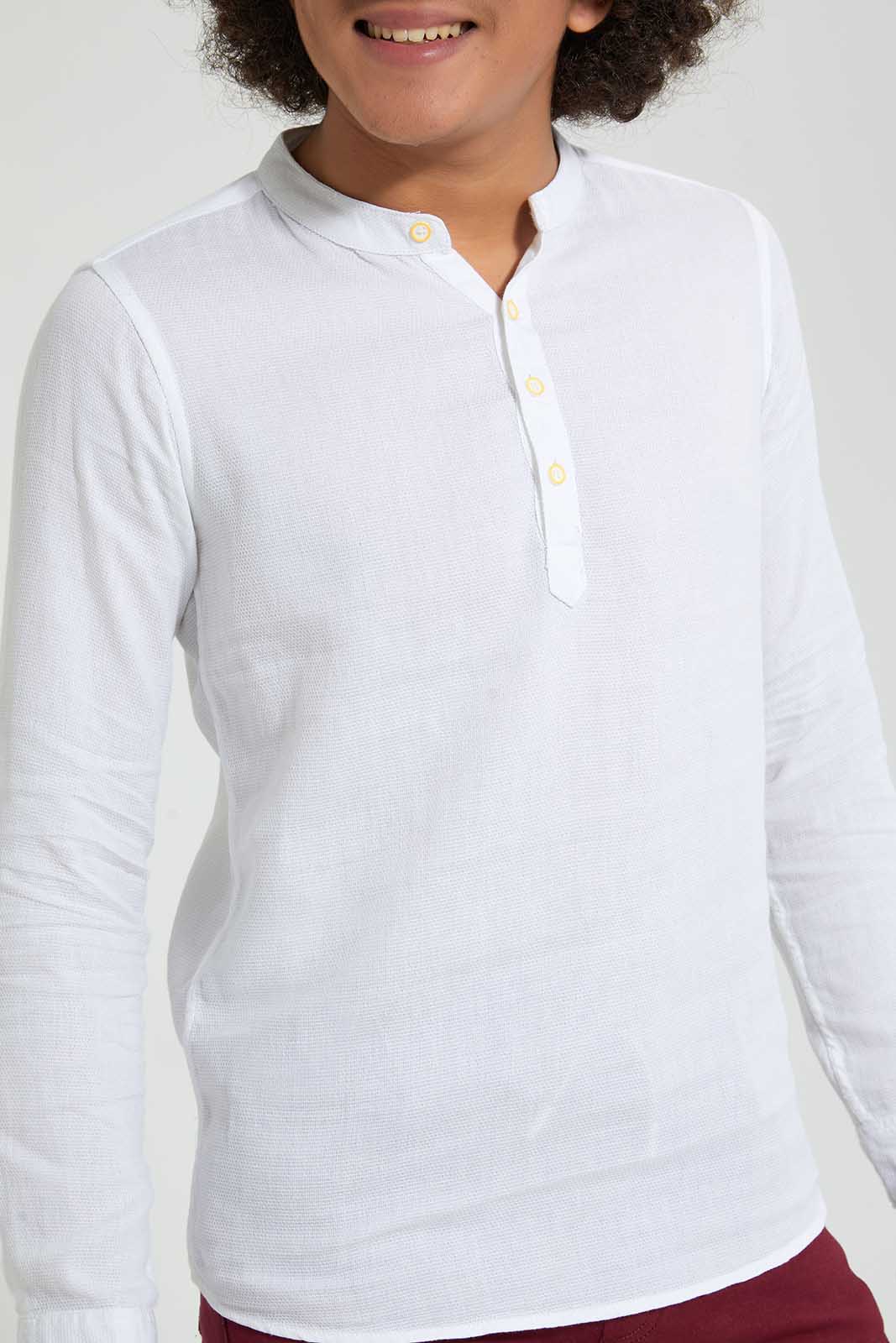 Redtag-White-Kurta-Casual-Shirt-Casual-Shirts-Senior-Boys-9 to 14 Years