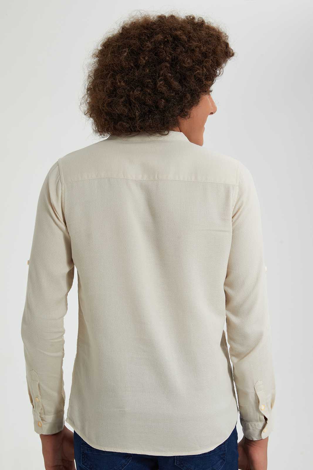 Redtag-Beige-Kurta-Casual-Shirt-Casual-Shirts-Senior-Boys-9 to 14 Years