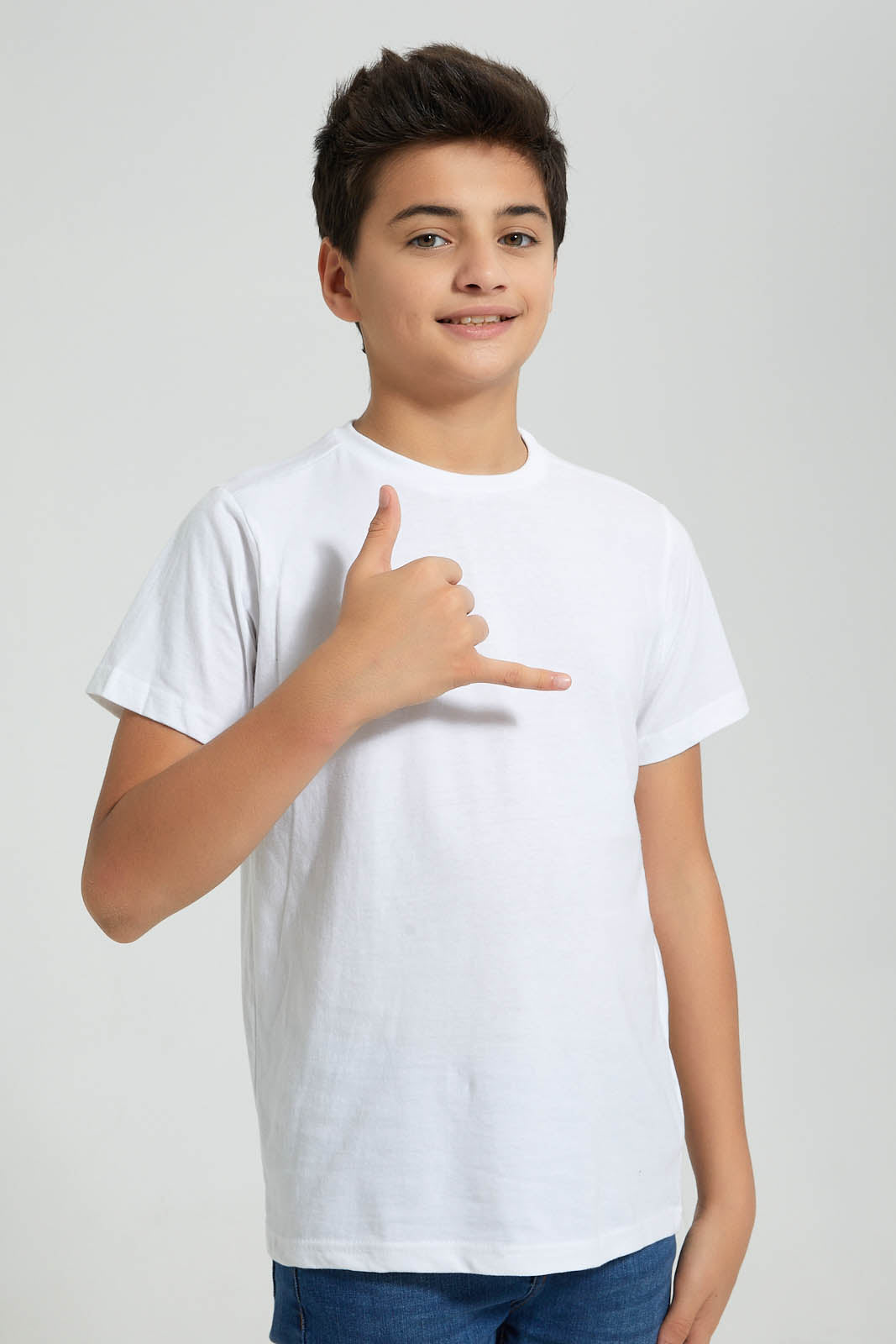 Redtag-White-Allover-Print-Shirt-With-T-Shirt-Casual-Shirts-Senior-Boys-9 to 14 Years