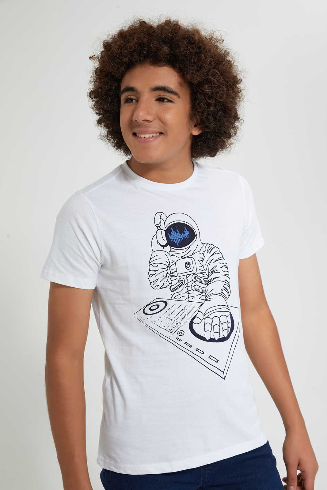 Redtag-Blue-Check-With-T-Shirt-Casual-Shirts-Senior-Boys-9 to 14 Years