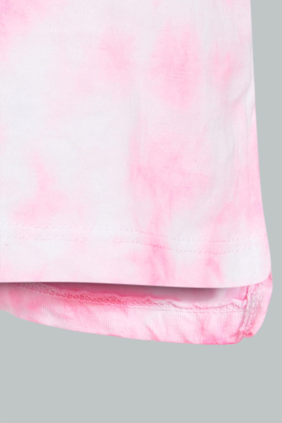 Redtag-Pink-Tie-Dye-Fashion-Tee-All-Over-Prints-Infant-Girls-3 to 24 Months