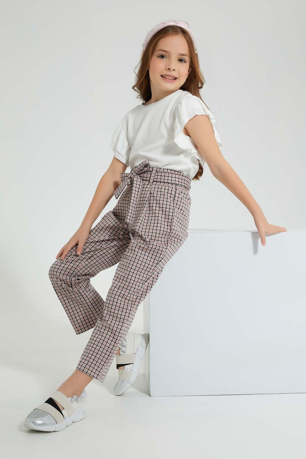 Redtag-Assorted-Checkered-Knitted-Trouser-Colour:Assorted,-Filter:Girls-(2-to-8-Yrs),-Girls-Trousers,-New-In,-New-In-GIR,-Non-Sale,-S22B,-Section:Kidswear-Girls-2 to 8 Years