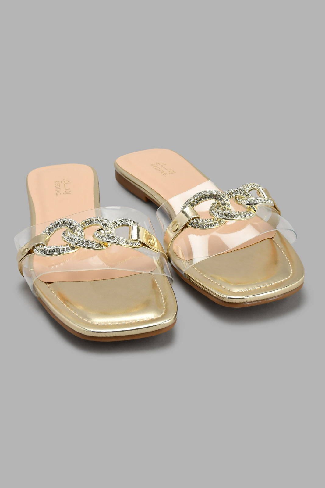 Redtag-Gold-Chain-Mule-On-Vinyl-Upper-Mules-Women's-