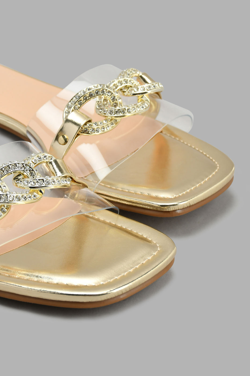 Redtag-Gold-Chain-Mule-On-Vinyl-Upper-Mules-Women's-