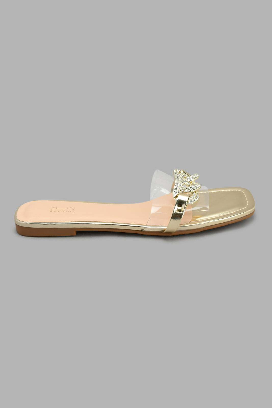 Redtag-Gold-Chain-Mule-On-Vinyl-Upper-Mules-Women's-