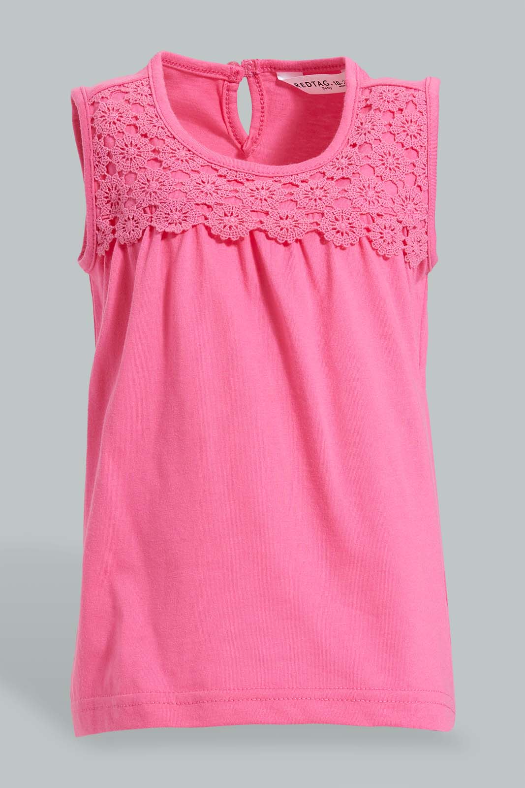Redtag-Pink-Sleeveless-Top-With-Short-Sets-Infant-Girls-3 to 24 Months