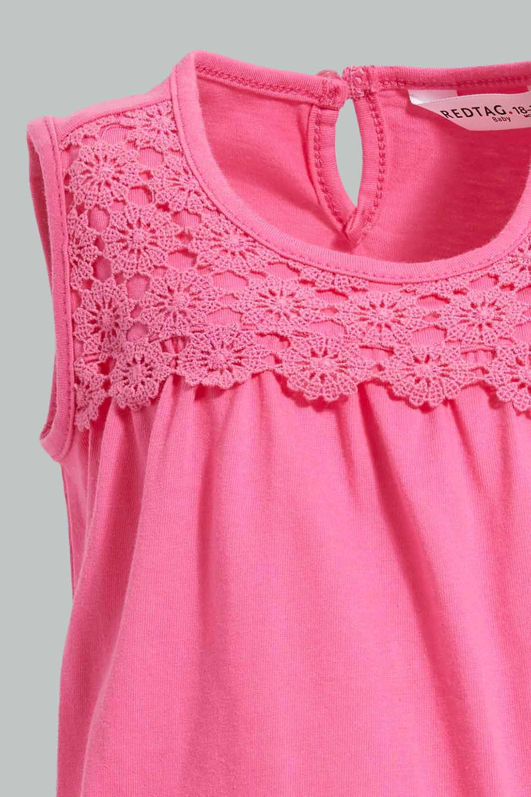 Redtag-Pink-Sleeveless-Top-With-Short-Sets-Infant-Girls-3 to 24 Months