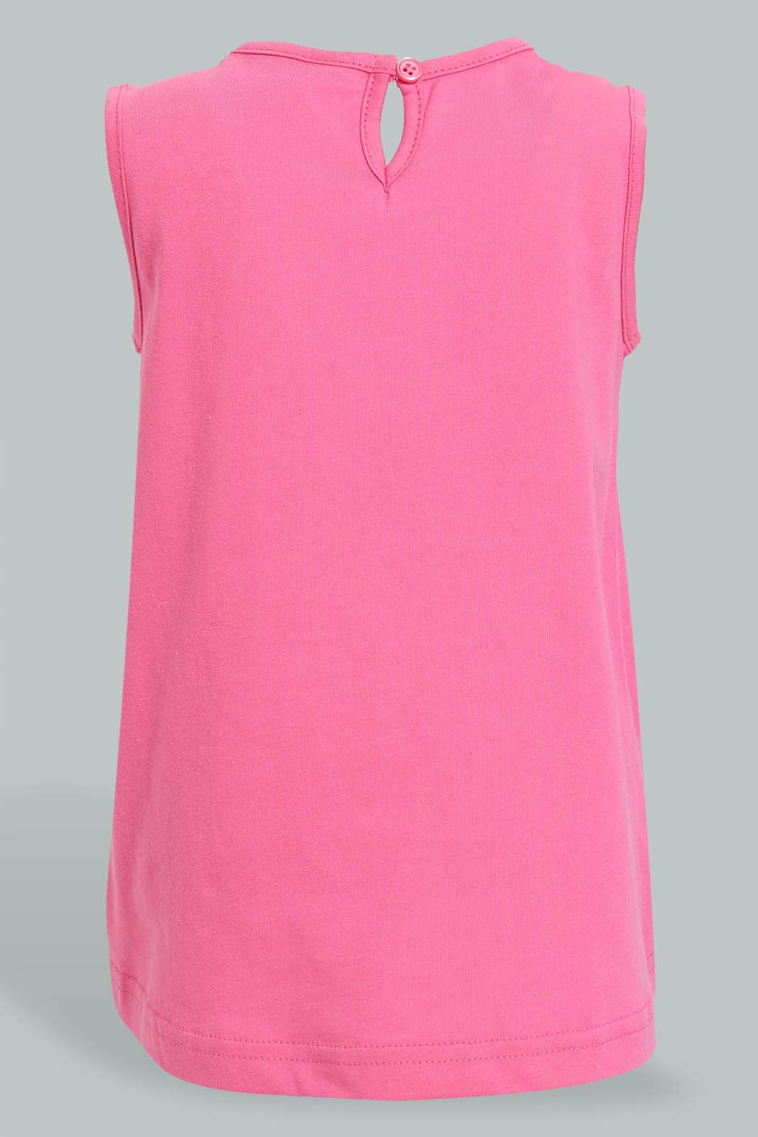 Redtag-Pink-Sleeveless-Top-With-Short-Sets-Infant-Girls-3 to 24 Months