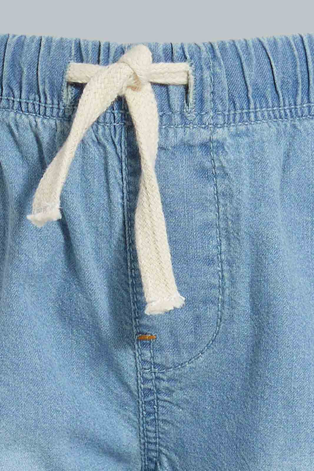 Redtag-Light-Wash-Anti-Fit-Denim-Pant-With-Cargo-Pocket-Jeans-Slim-Fit-Infant-Boys-3 to 24 Months