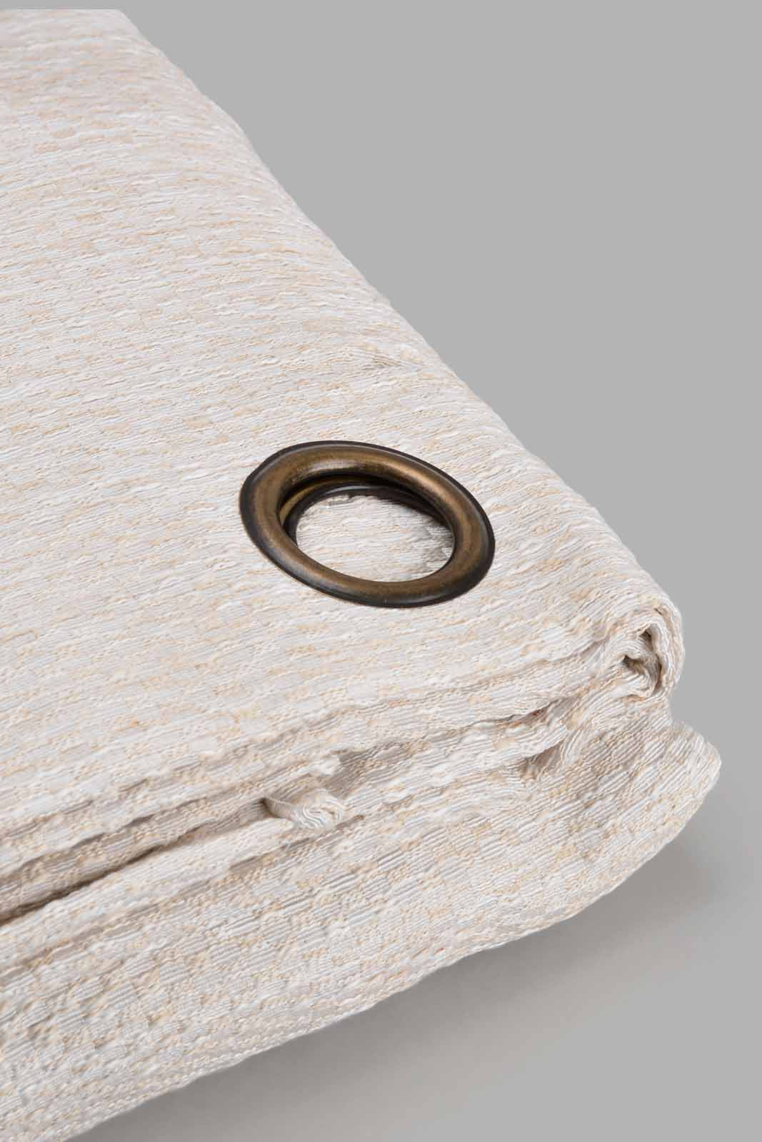 Beige Shiny Jacquard Curtain Set Without Lining (2 Piece)