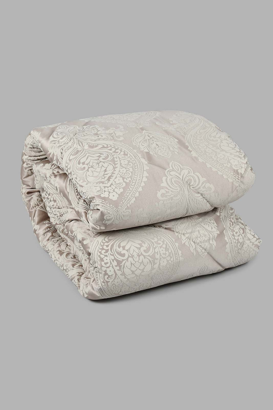 Redtag-Beige-Jacquard-7-Piece-Comforter-Set-
(King-Size)-Comforters-Home-Bedroom-