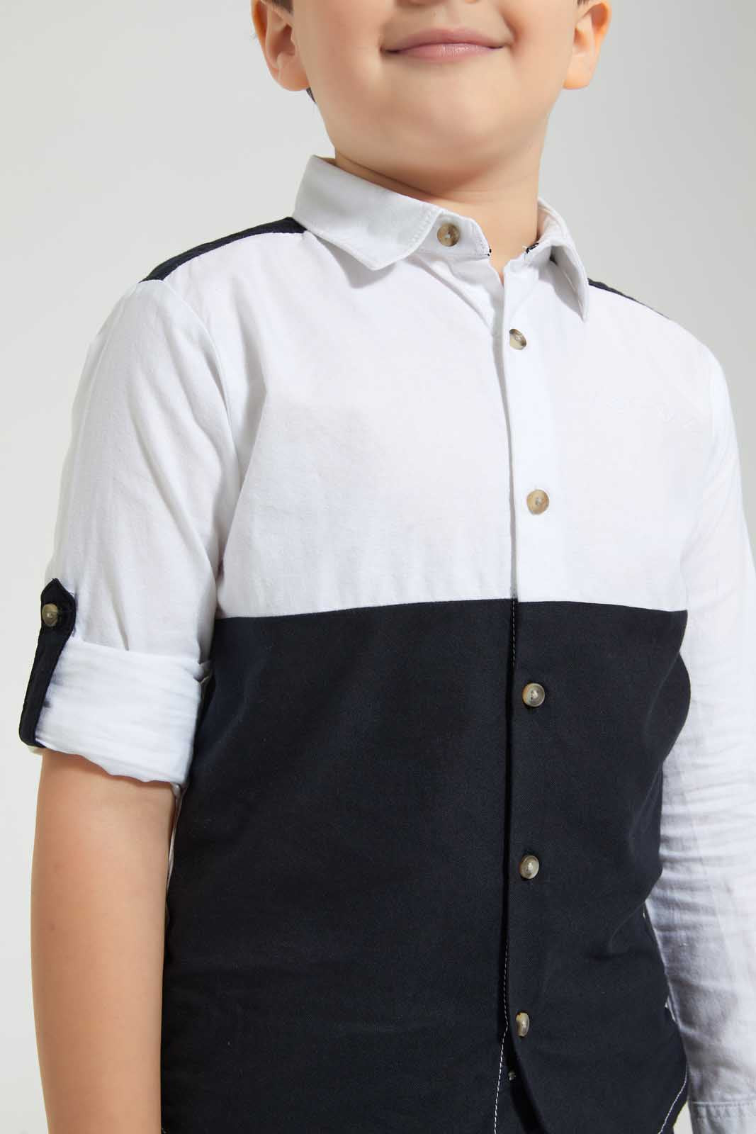 Redtag-Black-Cut-And-Sew-Shirt-And-Short-Set-Sets-Boys-2 to 8 Years