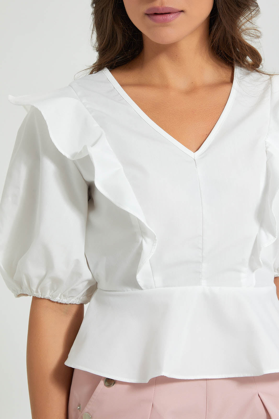 Redtag-White-Short-Sleeve-V-Neck-Top-Colour:White,-Filter:Women's-Clothing,-Limited-Edition-Blouses,-New-In,-New-In-Women,-Non-Sale,-S22B,-Section:Women-Women's-