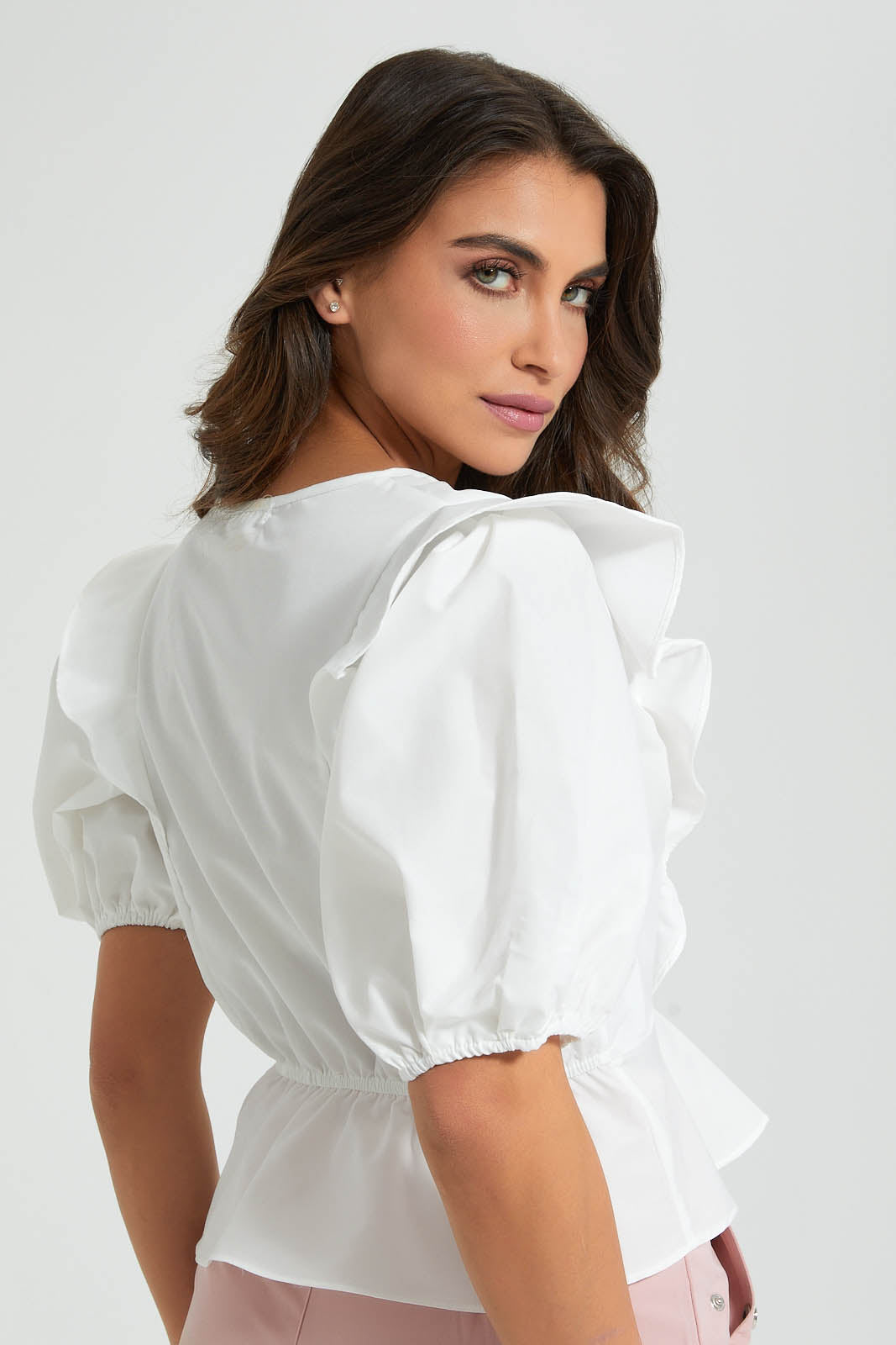 Redtag-White-Short-Sleeve-V-Neck-Top-Colour:White,-Filter:Women's-Clothing,-Limited-Edition-Blouses,-New-In,-New-In-Women,-Non-Sale,-S22B,-Section:Women-Women's-