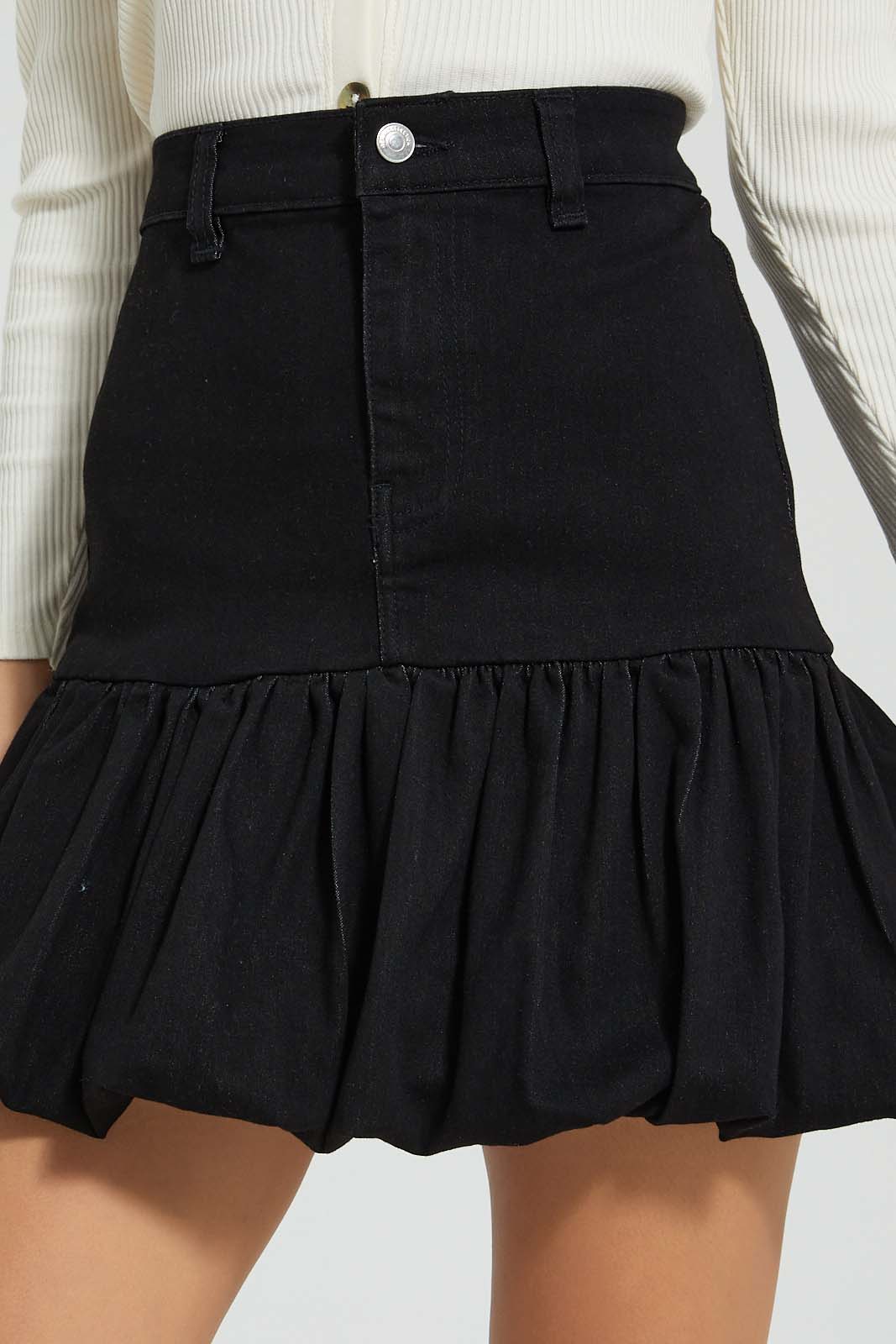 Redtag-Black-Bubble-Hem-Skirt-Skirts-Women's-