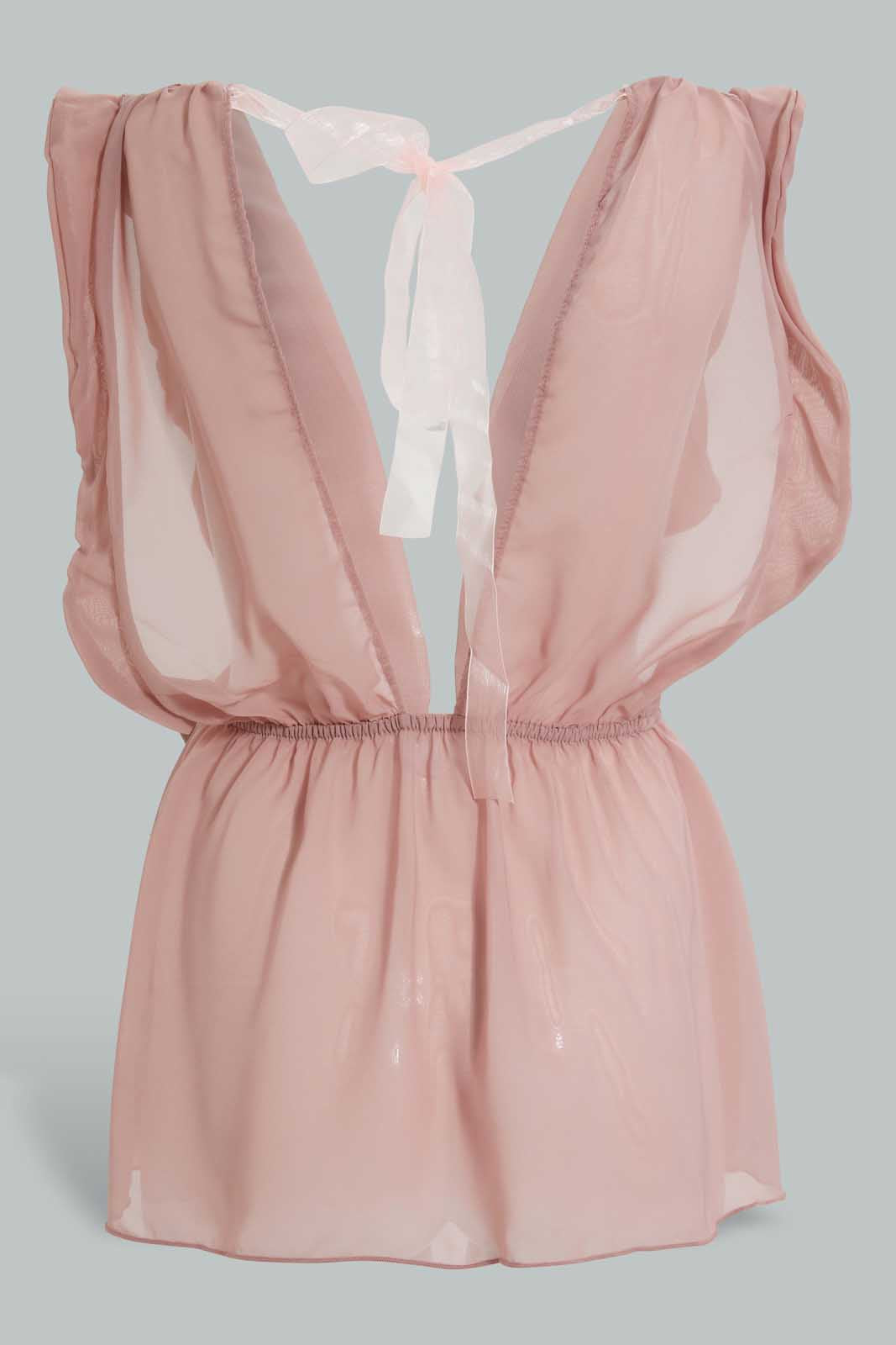 Redtag-Blush-Plain-Non-Padded-Lace-Babydoll-With-Thong-Babydolls-Women's-