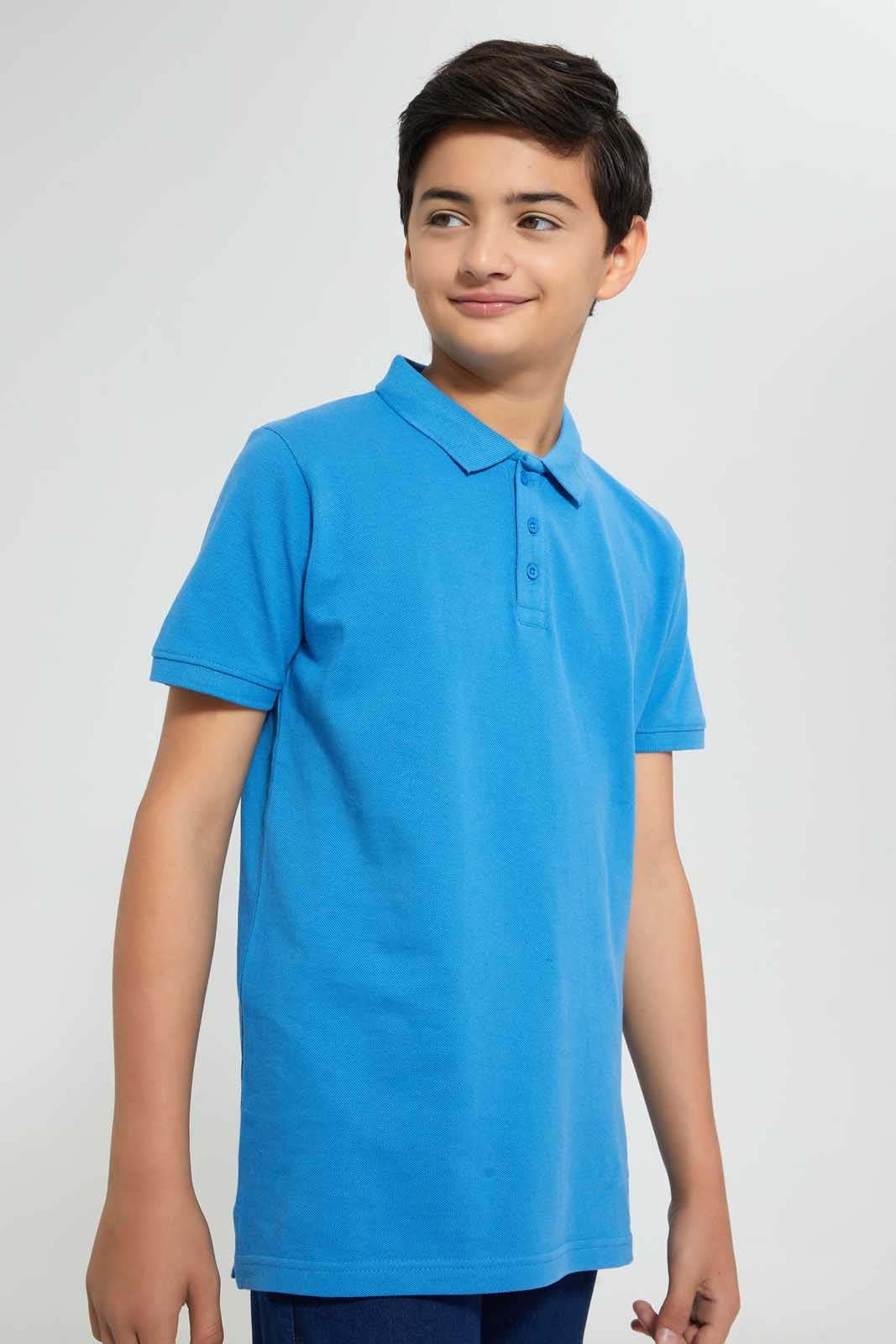 Redtag-Sky-Blue-Basic-Polo-Polo-Shirts-Senior-Boys-9 to 14 Years