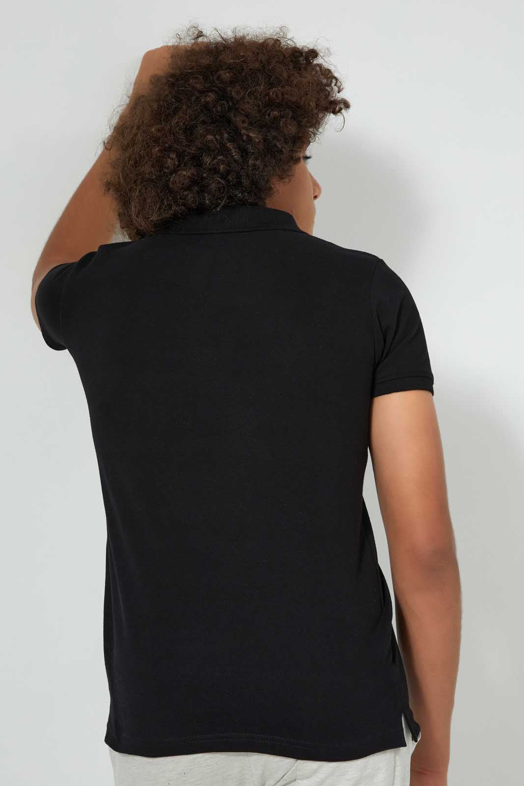 Redtag-Black-Basic-Polo-Plain-Senior-Boys-9 to 14 Years