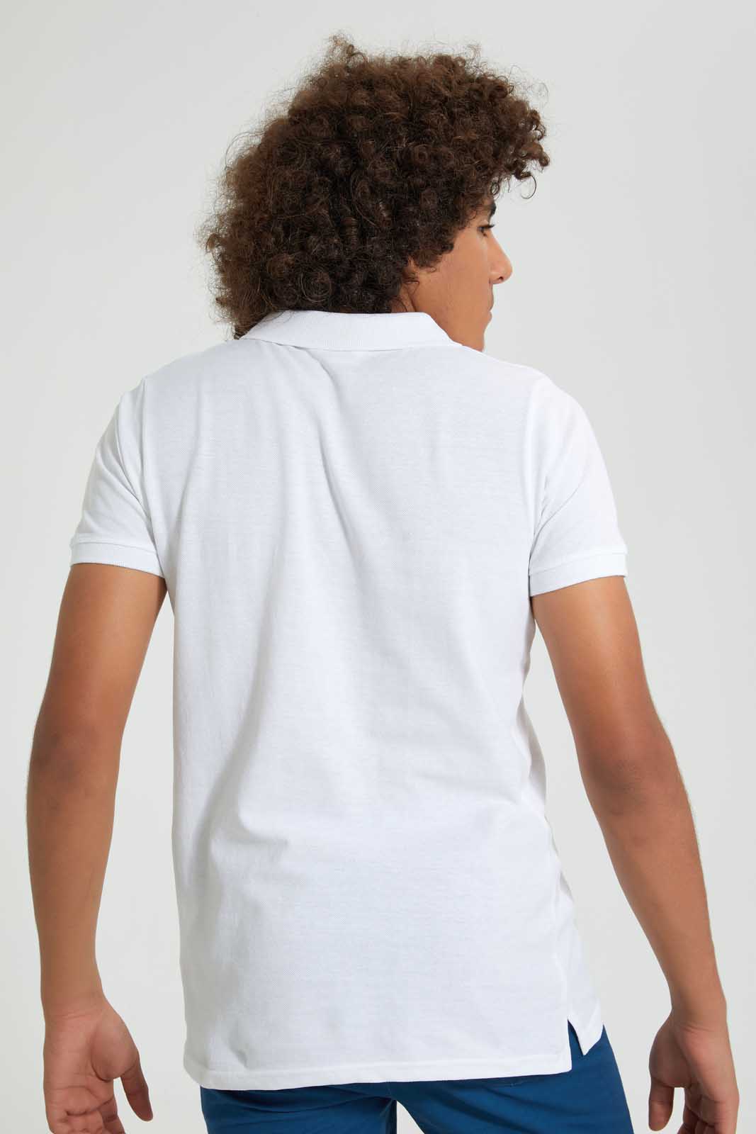 Redtag-White-Basic-Polo-Plain-Senior-Boys-9 to 14 Years