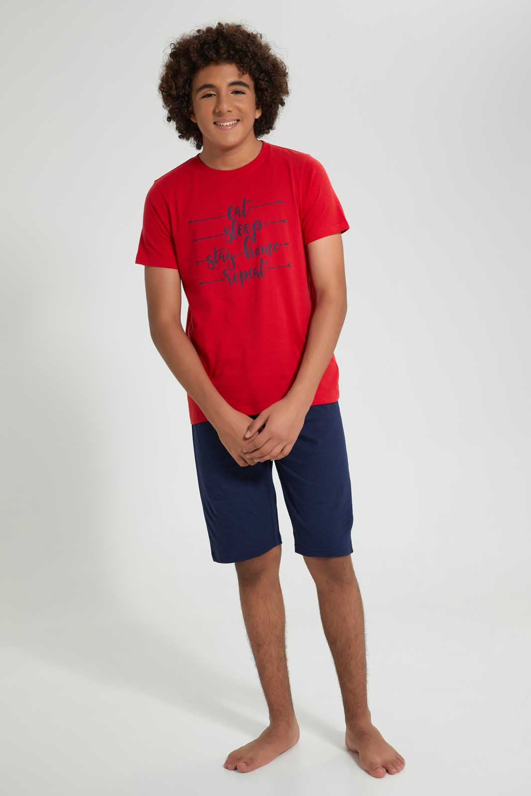 Redtag-Assorted-Basic-Night-Suit-Pyjama-Sets-Senior-Boys-9 to 14 Years