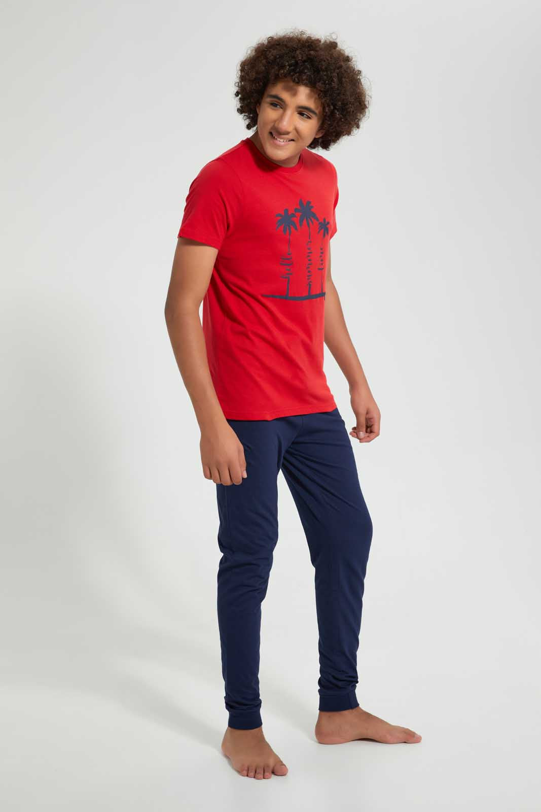 Redtag-Assorted-Basic-Night-Suit-Pyjama-Sets-Senior-Boys-9 to 14 Years